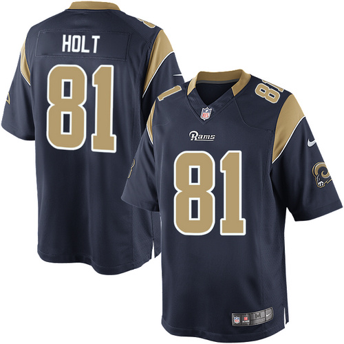 Men's Limited Torry Holt Nike Jersey Navy Blue Home - #81 NFL Los Angeles Rams